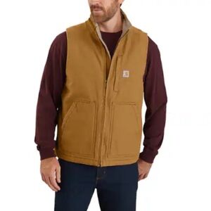 CARHARTT MEN'S MOCK-NECK SHERPA-LINED VEST - LOOSE FIT - WASHED DUCK